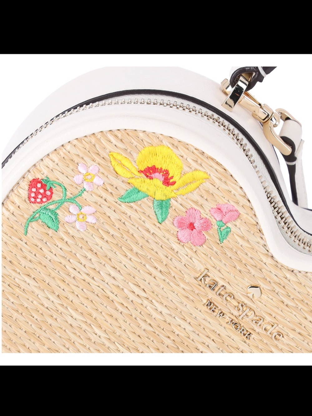 Kate Spade Love Shack Rattan Heart Purse Flowers Embroidered Meringue Multi - Picture 3 of 9